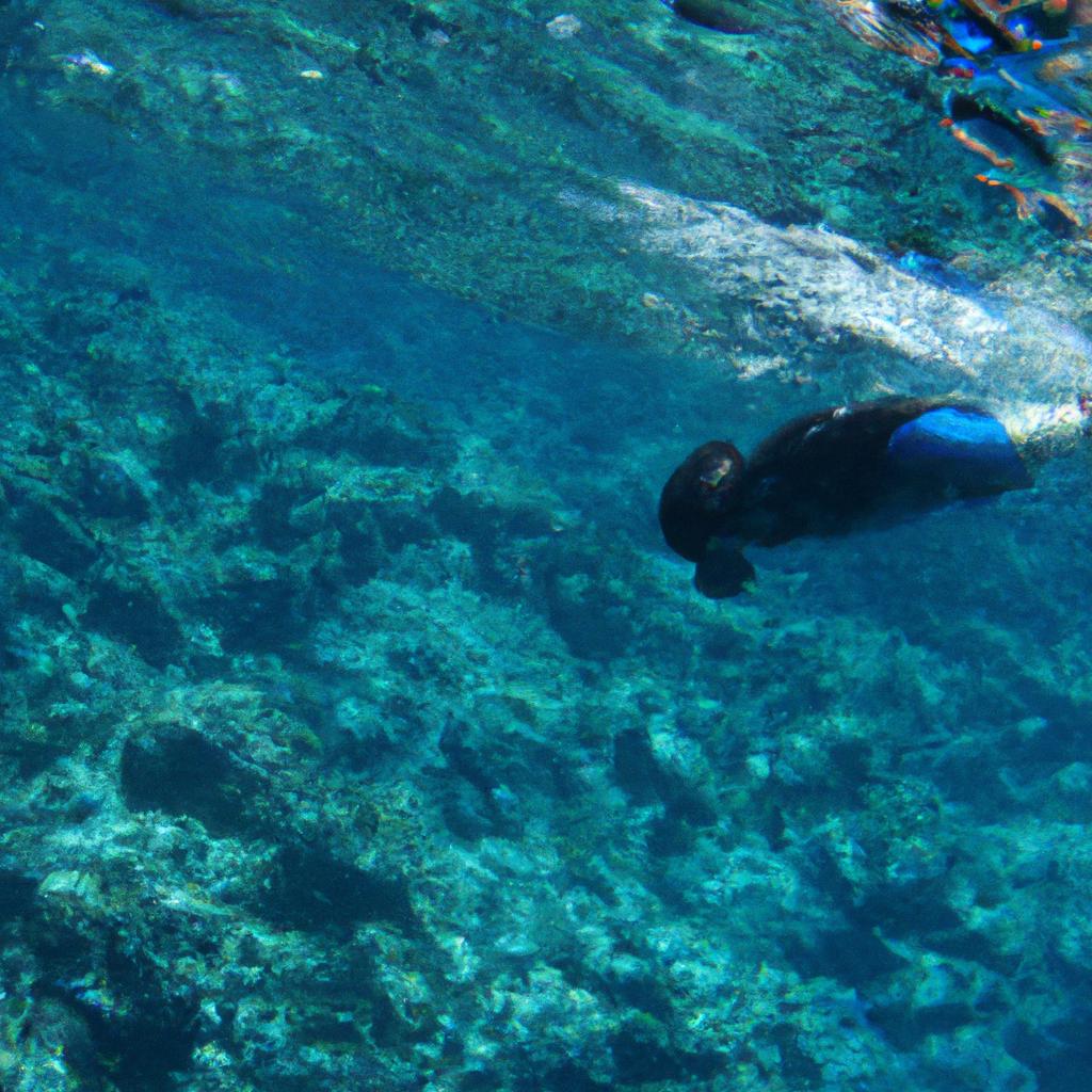 Person snorkeling near coral reef