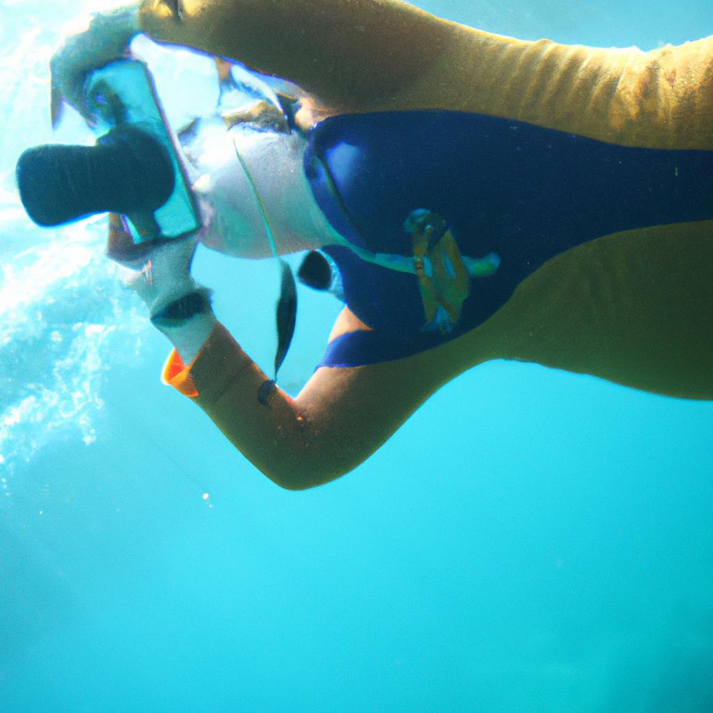 Person taking photos underwater
